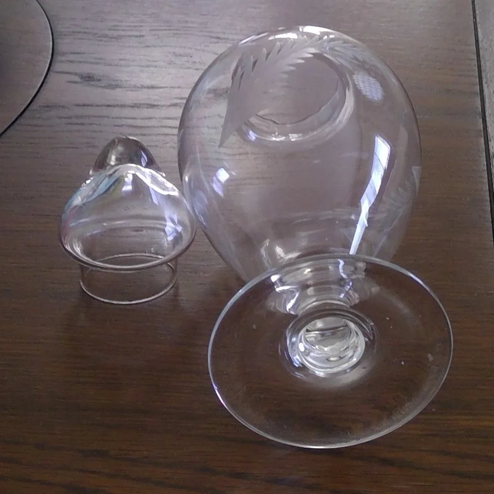 Glass Apothecary Jar, Etched Leaves + Berries